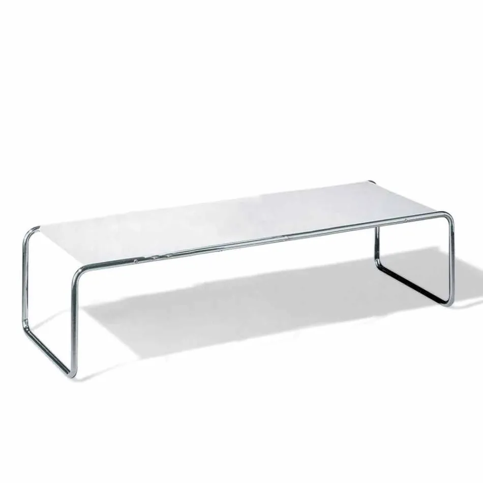 Tavolino da Salotto in Acciaio Cromato con Piano Laminato Made in Italy - Ariete Viadurini