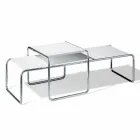 Tavolino da Salotto in Acciaio Cromato con Piano Laminato Made in Italy - Ariete Viadurini