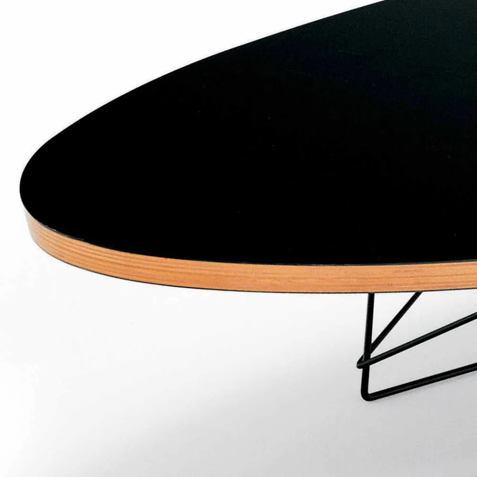Tavolino da Salotto in Laminato Nero e Acciaio Laccato Made in Italy - Persefone Viadurini