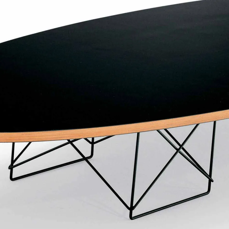 Tavolino da Salotto in Laminato Nero e Acciaio Laccato Made in Italy - Persefone Viadurini