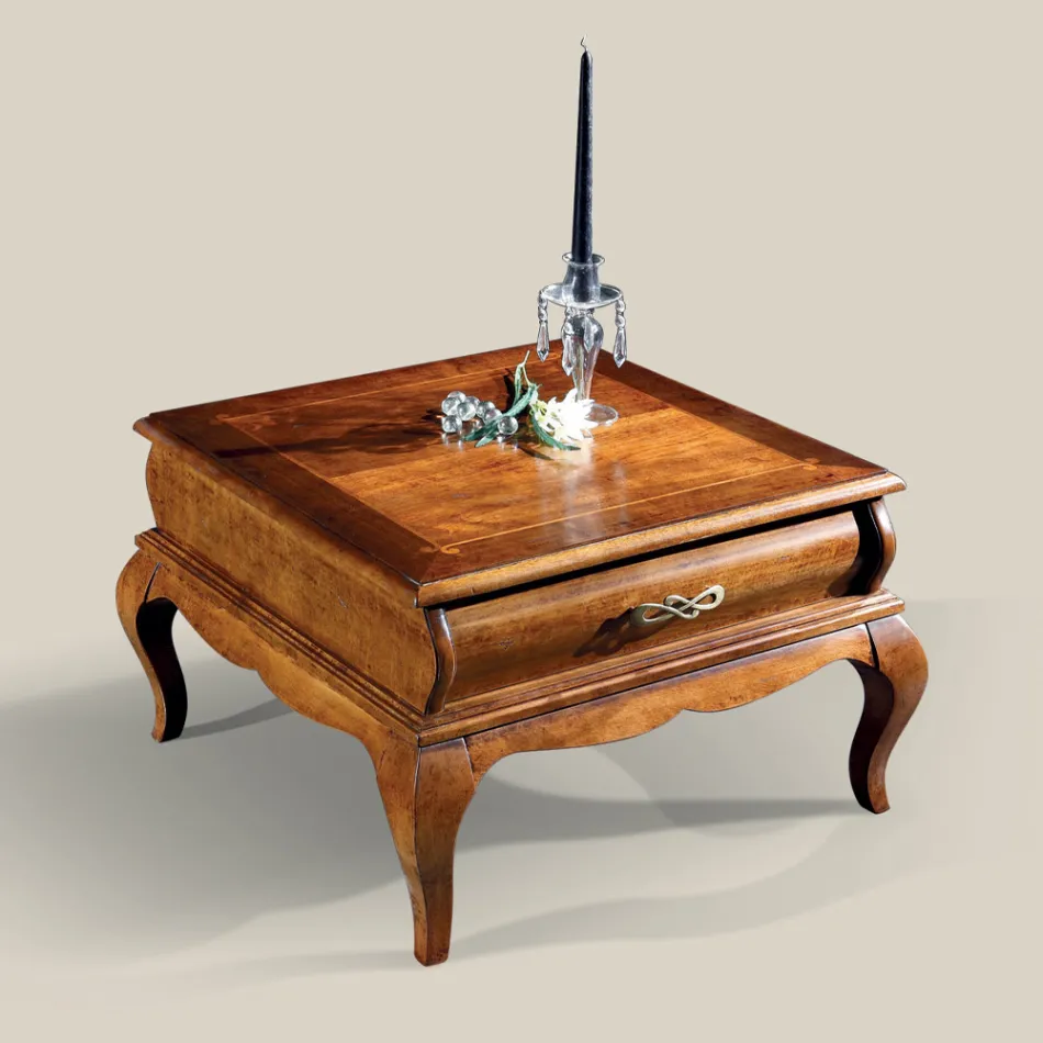 Tavolino da Salotto in Legno di Noce con Cassetto Made in Italy - Hastings Viadurini