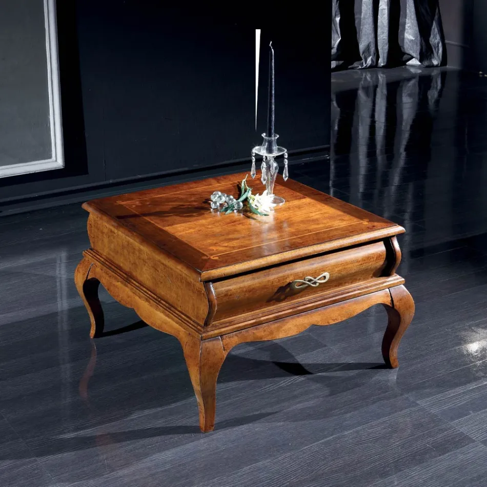 Tavolino da Salotto in Legno di Noce con Cassetto Made in Italy - Hastings Viadurini