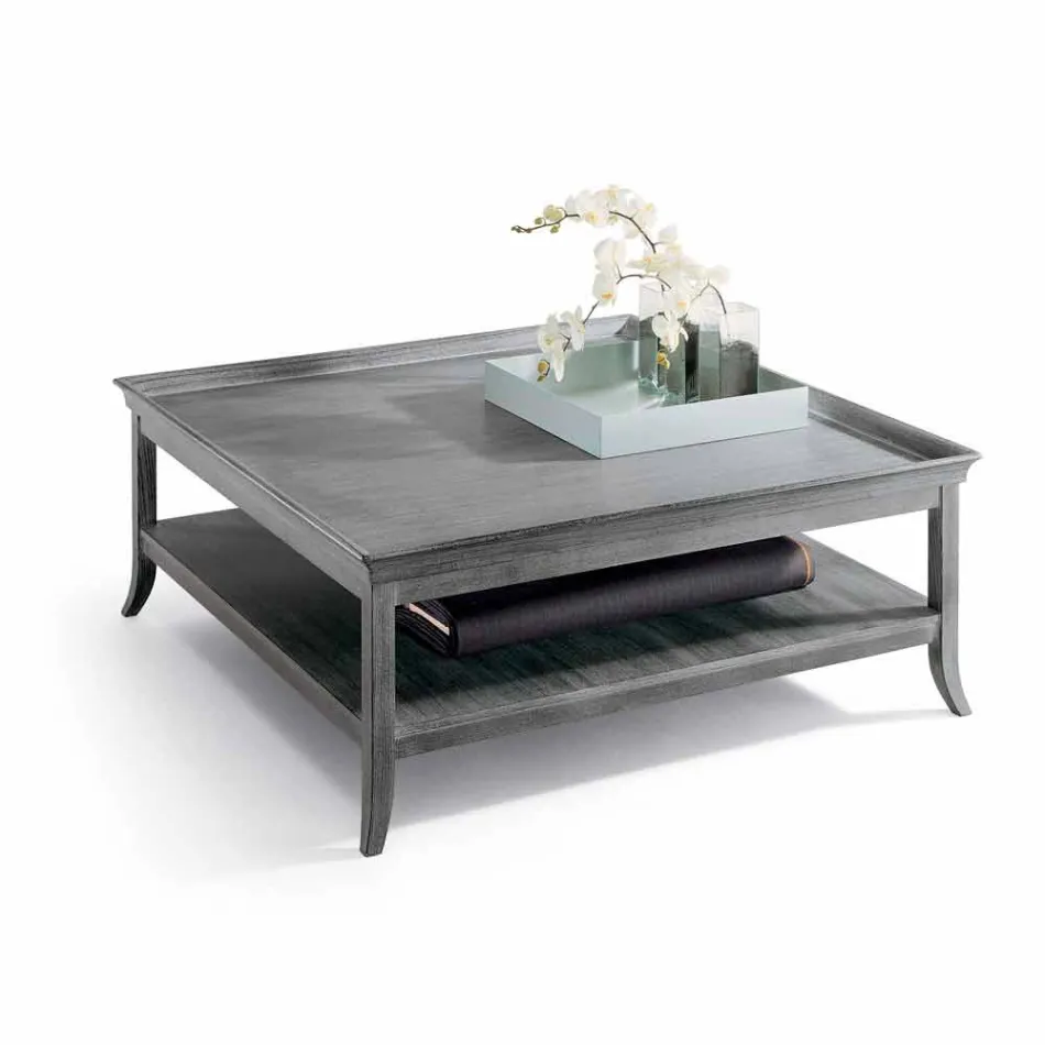 Tavolino da salotto in legno laccato argento, L130xP130 cm, Berit Viadurini