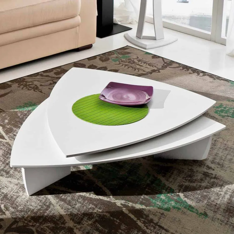 Tavolino da Salotto in Mdf Laccato con Piano Girevole Made in Italy - Lisa Viadurini