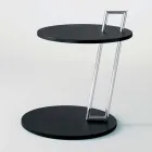 Tavolino da Salotto in Mdf Laccato Nero e Acciaio Made in Italy - Sestante Viadurini