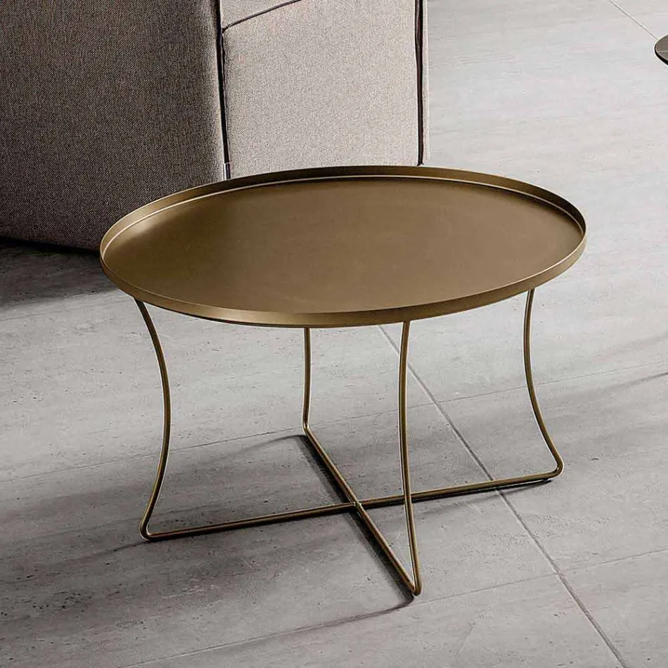 Tavolino da Salotto in Metallo con Vassoio Contenitore Made in Italy - Numbo Viadurini
