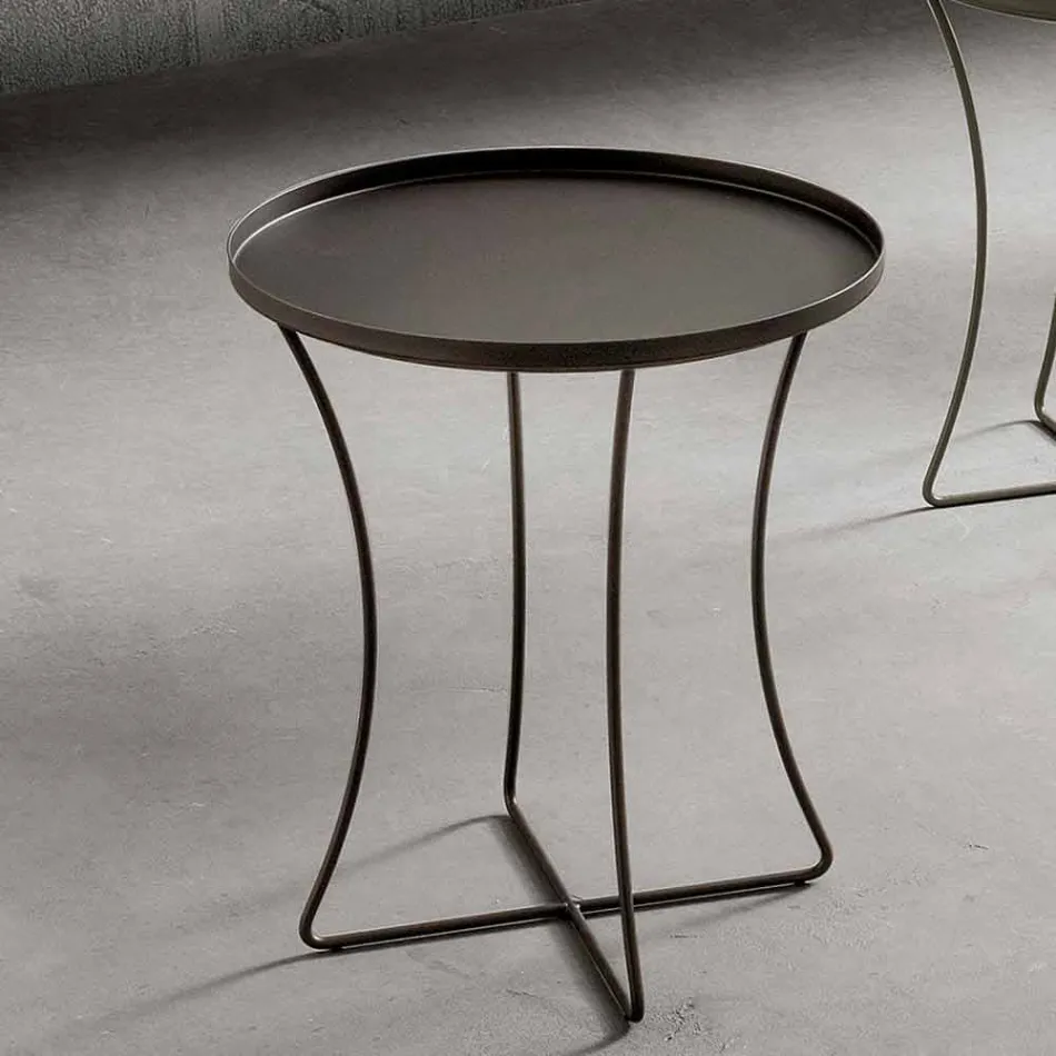 Tavolino da Salotto in Metallo con Vassoio Contenitore Made in Italy - Numbo Viadurini