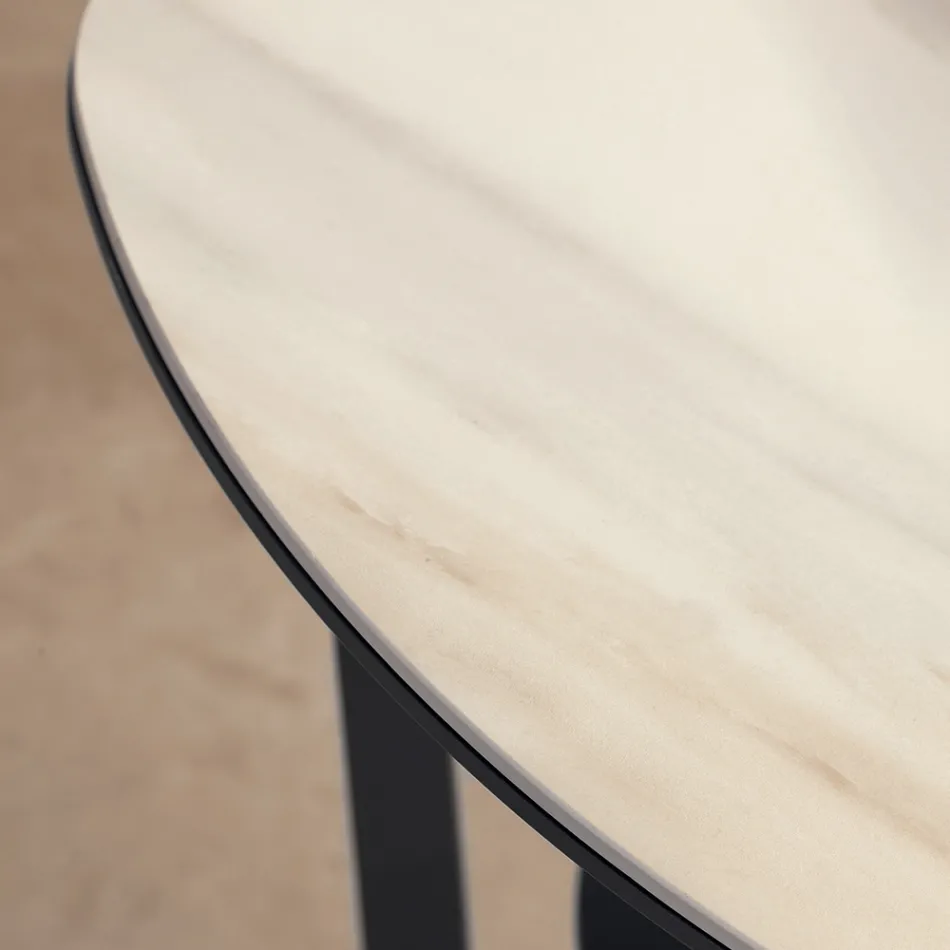 Tavolino da Salotto in Metallo Piano in Ceramica con Portaoggetti - Emirato Viadurini