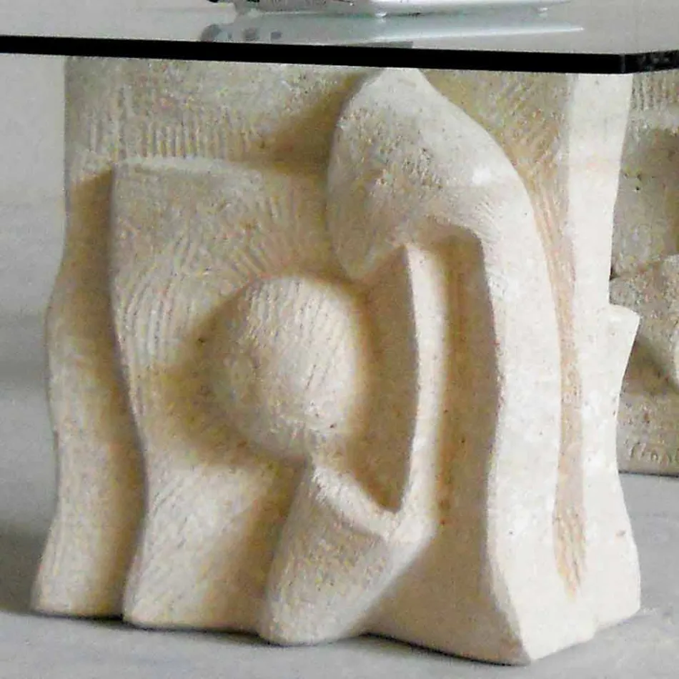 Tavolino da salotto in pietra e cristallo design moderno Priamo-S Viadurini