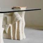 Tavolino da salotto in pietra e cristallo design moderno Priamo-S Viadurini