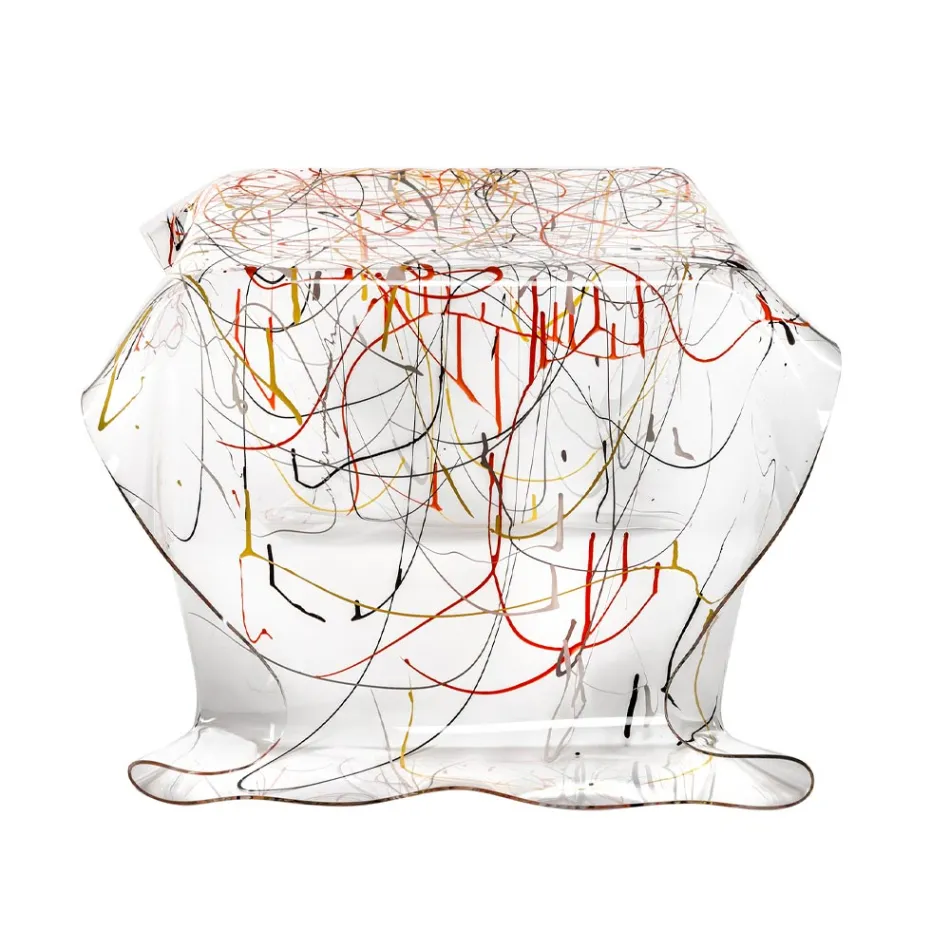 Tavolino da Salotto in Plexiglass Drappeggiato a Mano Made in Italy - Pippo Viadurini