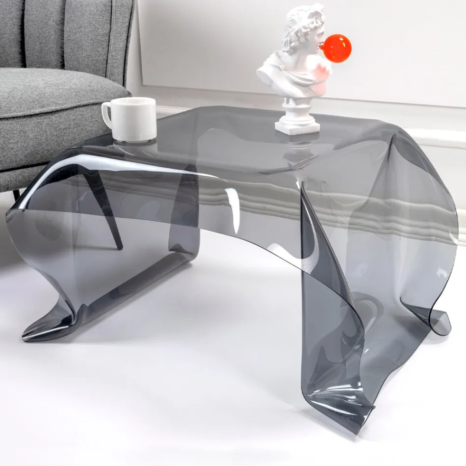 Tavolino da Salotto in Plexiglass Drappeggiato a Mano Made in Italy - Pippo Viadurini
