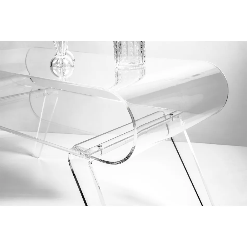Tavolino da Salotto in Plexiglass Trasparente o con Legno di Design - Gesso Viadurini
