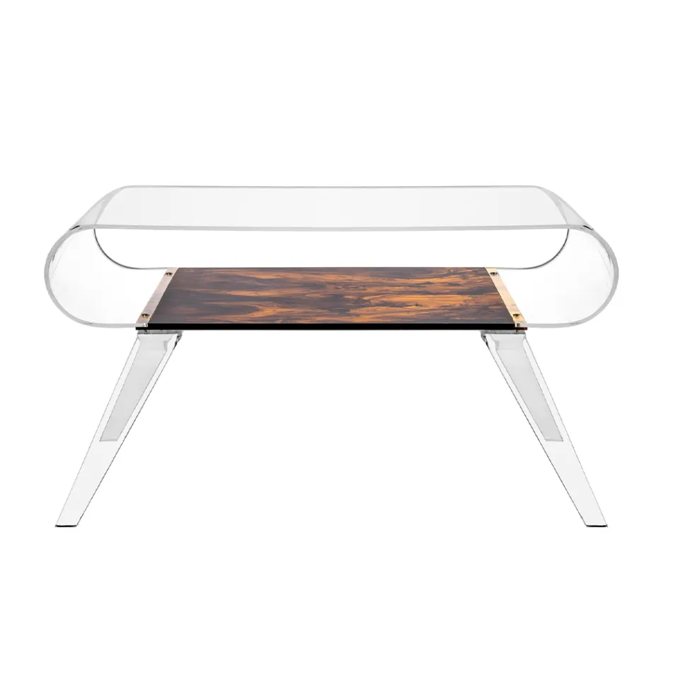 Tavolino da Salotto in Plexiglass Trasparente o con Legno di Design - Gesso Viadurini