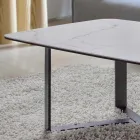 Tavolino da Salotto in Vetro Ceramica con Base in Metallo Verniciato - Camilo Viadurini