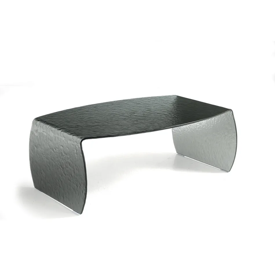 Tavolino da Salotto in Vetro Curvato Effetto Martellato Made in Italy - Francesca Viadurini