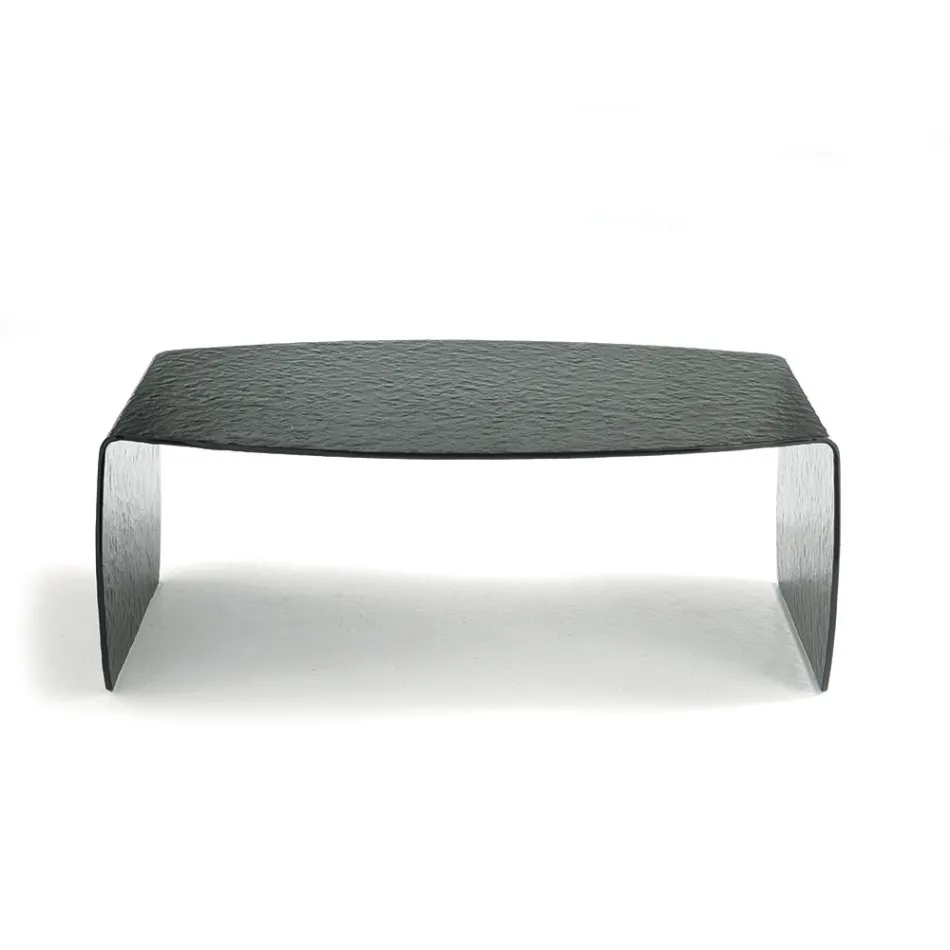 Tavolino da Salotto in Vetro Curvato Effetto Martellato Made in Italy - Francesca Viadurini