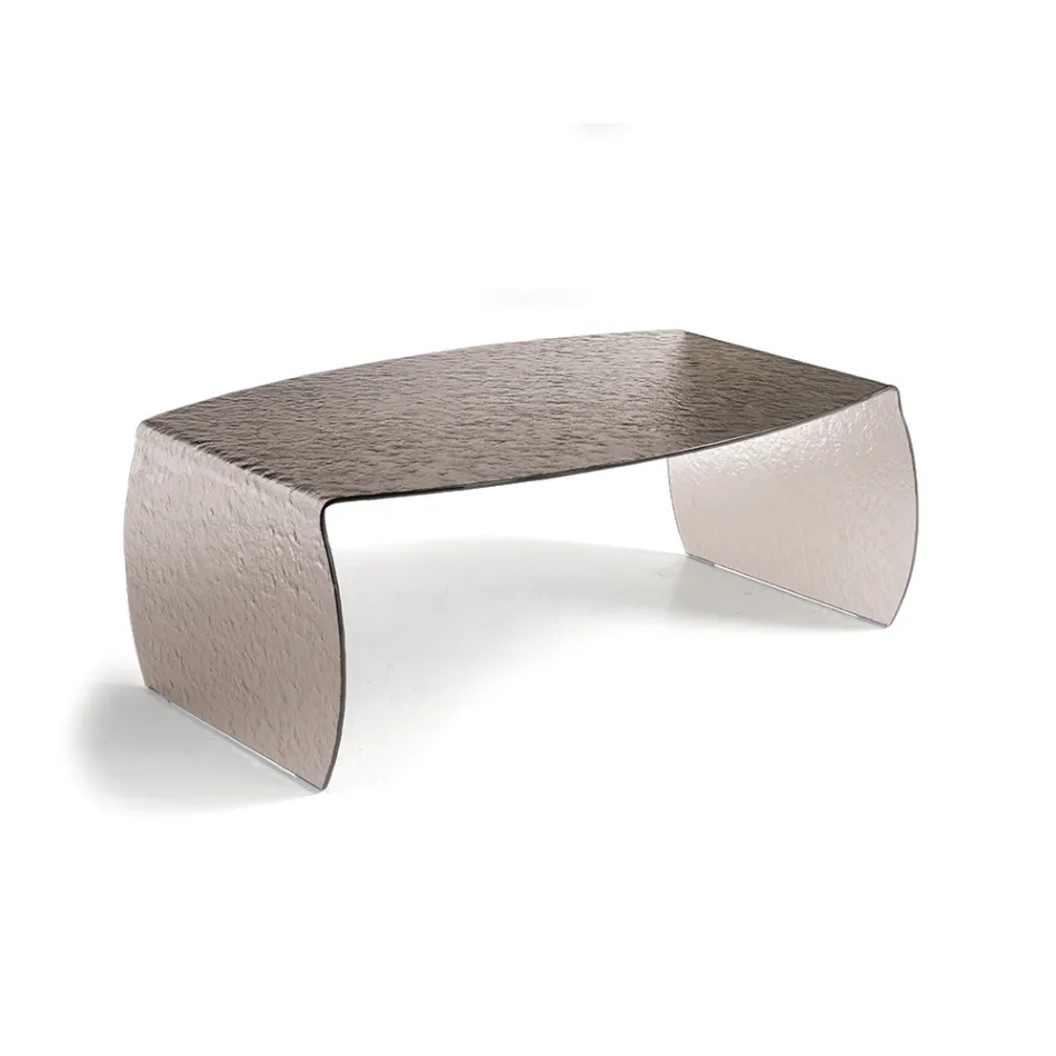 Tavolino da Salotto in Vetro Curvato Effetto Martellato Made in Italy - Francesca Viadurini