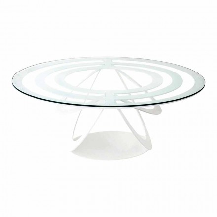 Tavolino da Salotto in Vetro e Ferro Bianco o Ardesia Made in Italy – Olfeo Viadurini