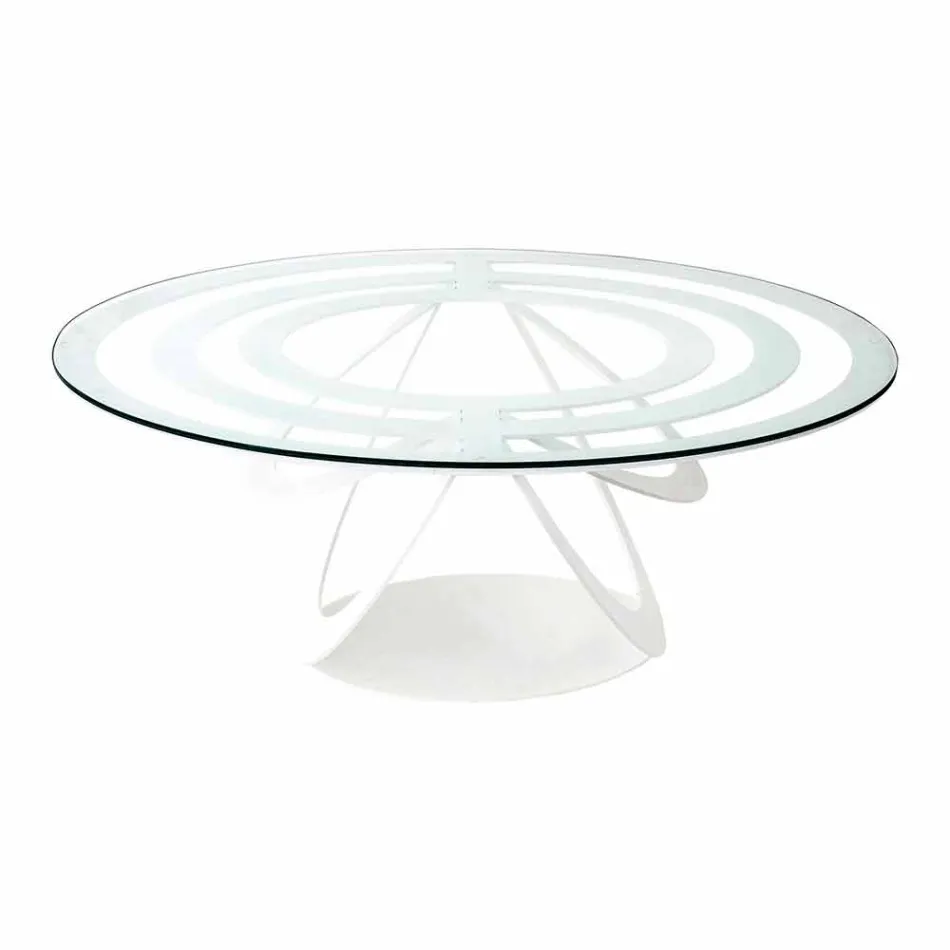 Tavolino da Salotto in Vetro e Ferro Bianco o Ardesia Made in Italy – Olfeo Viadurini