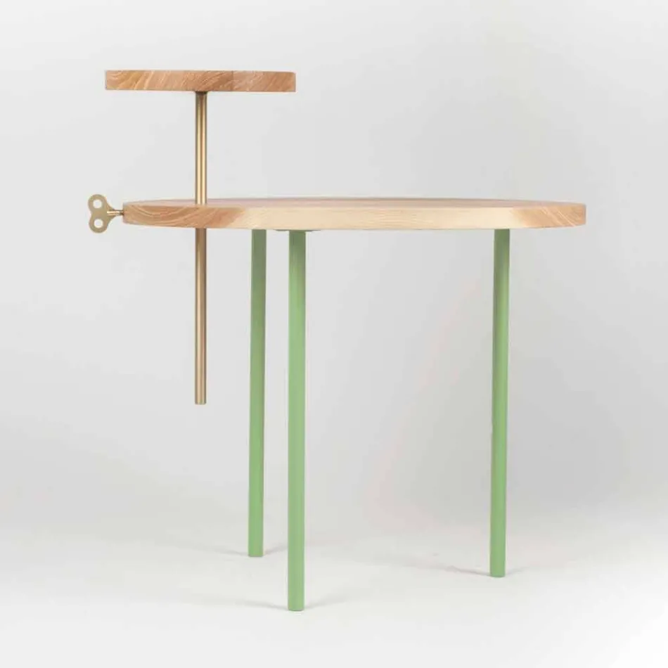 Tavolino da Salotto Moderno con Piano Rotondo in Frassino Made in Italy - Velino Viadurini