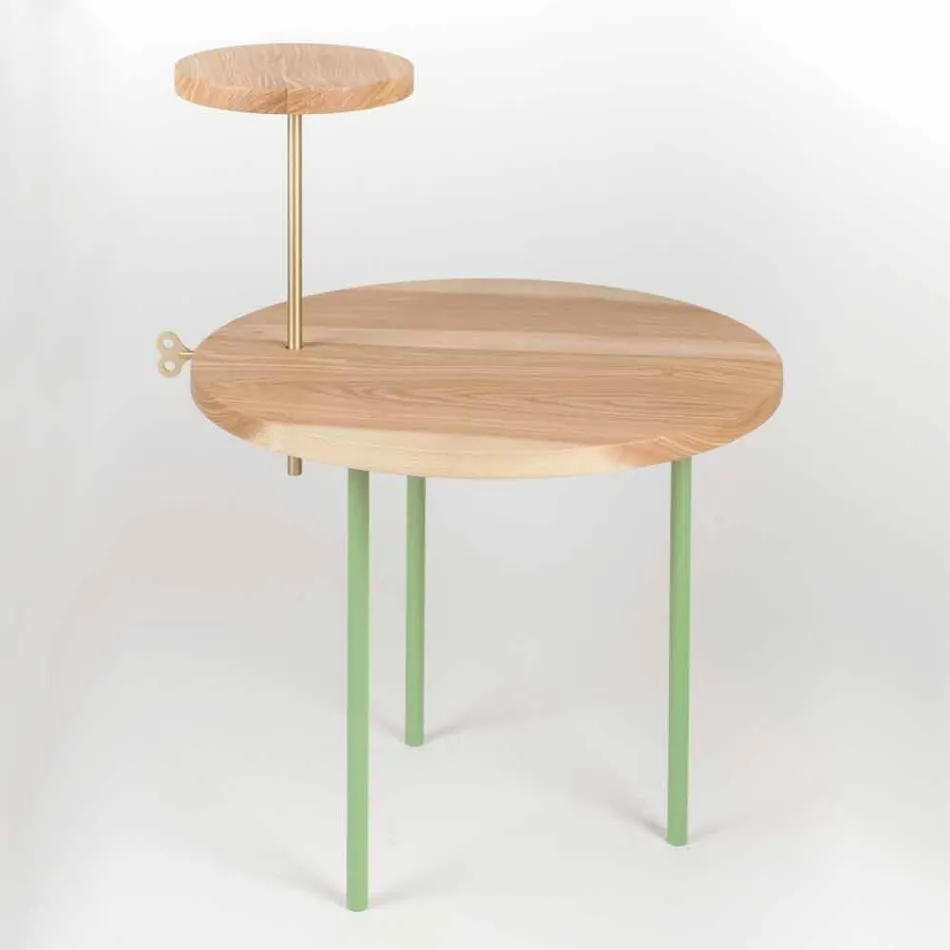 Tavolino da Salotto Moderno con Piano Rotondo in Frassino Made in Italy - Velino Viadurini