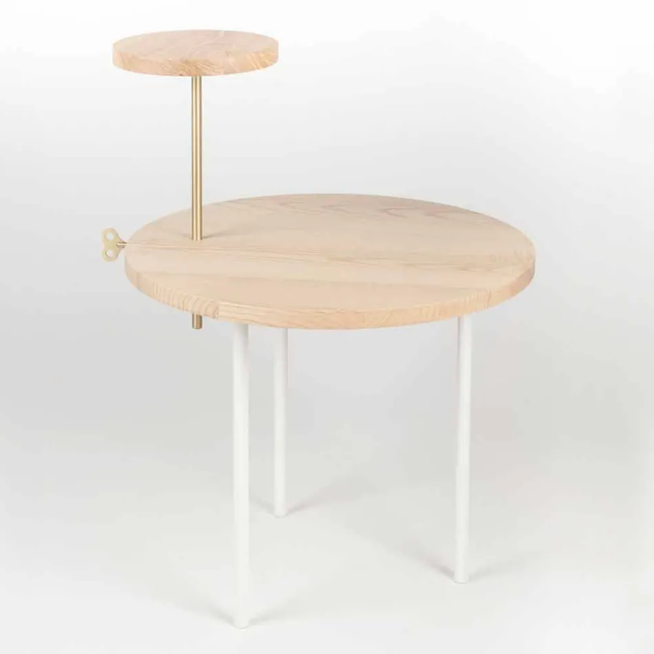 Tavolino da Salotto Moderno con Piano Rotondo in Frassino Made in Italy - Velino Viadurini