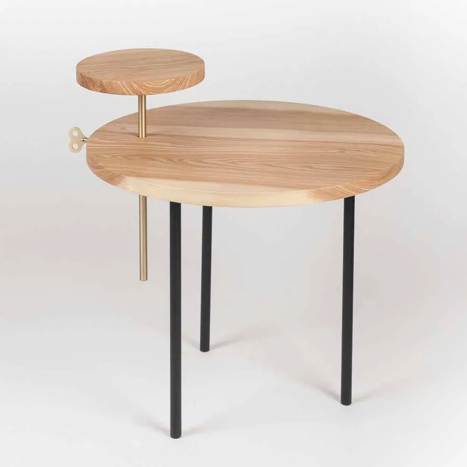 Tavolino da Salotto Moderno con Piano Rotondo in Frassino Made in Italy - Velino Viadurini