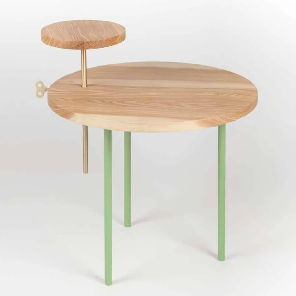 Tavolino da Salotto Moderno con Piano Rotondo in Frassino Made in Italy - Velino Viadurini
