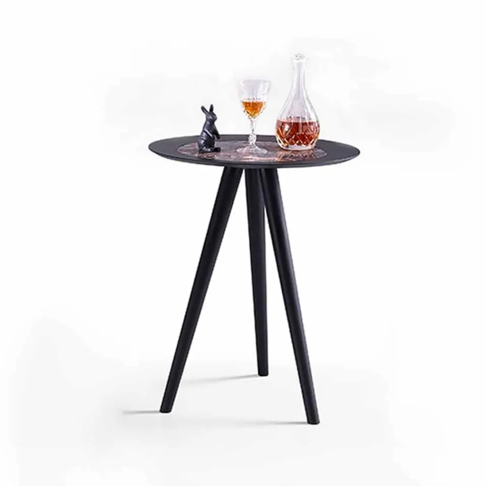 Tavolino da Salotto Moderno con Piano Rotondo in Gres Made in Italy - Stoccarda Viadurini