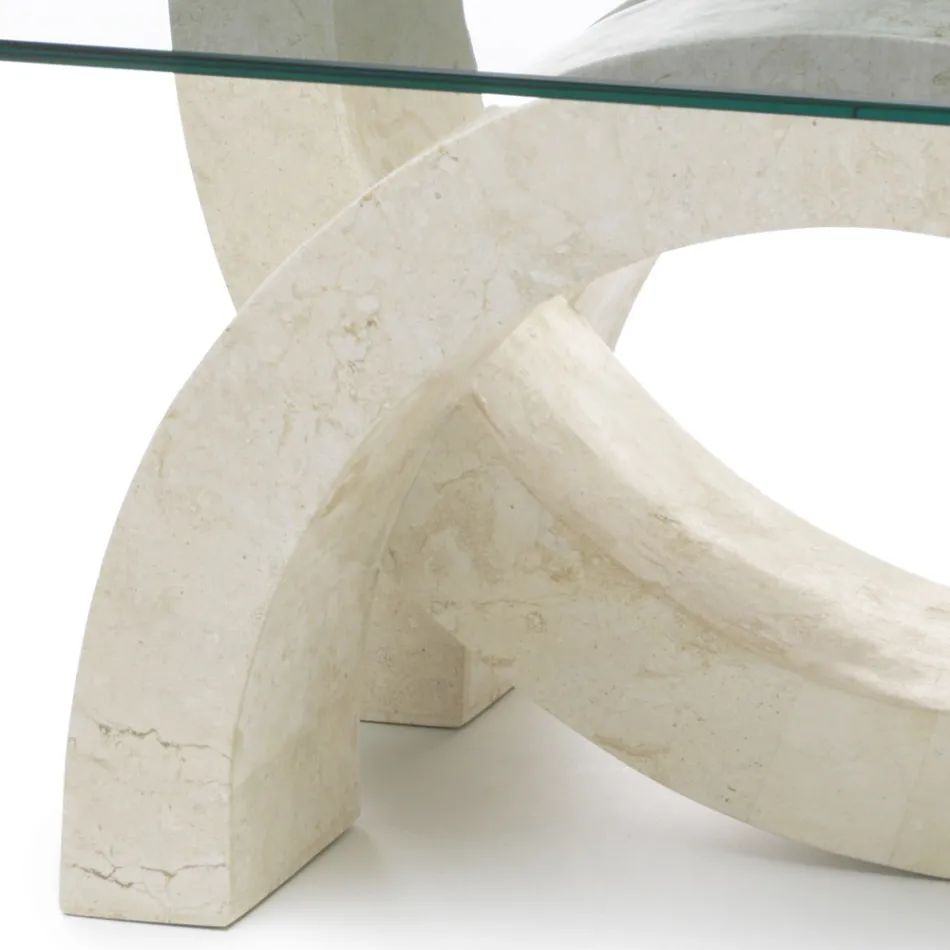 Tavolino da salotto moderno in pietra e vetro - Austin  Viadurini