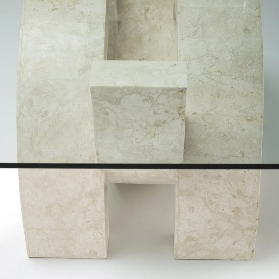 Tavolino da salotto moderno in pietra e vetro - Austin  Viadurini