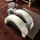 Tavolino da salotto moderno in pietra e vetro - Austin  Viadurini