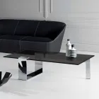 Tavolino da Salotto Moderno Piano Vetro Fumè e Base Metallo Made in Italy – Scoby Viadurini