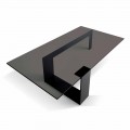 Tavolino da Salotto Moderno Piano Vetro Fumè e Base Metallo Made in Italy – Scoby