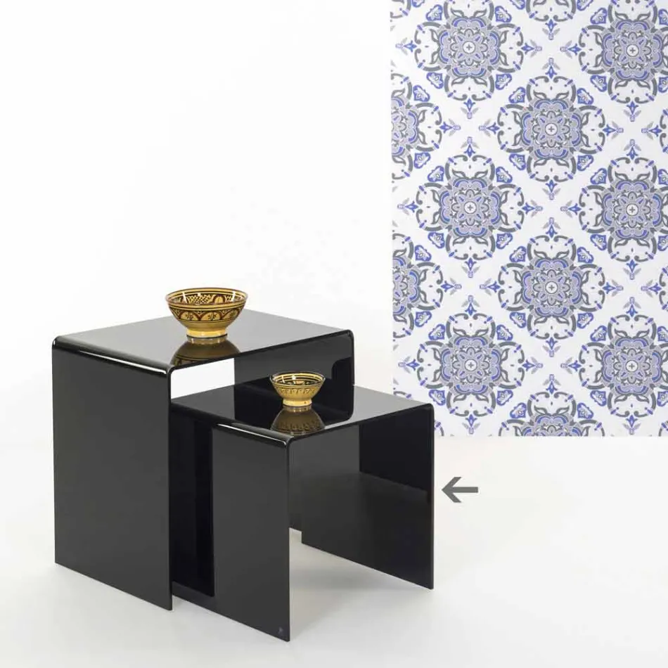 Tavolino da salotto nero moderno 40x40cm Terry Small, made in Italy Viadurini