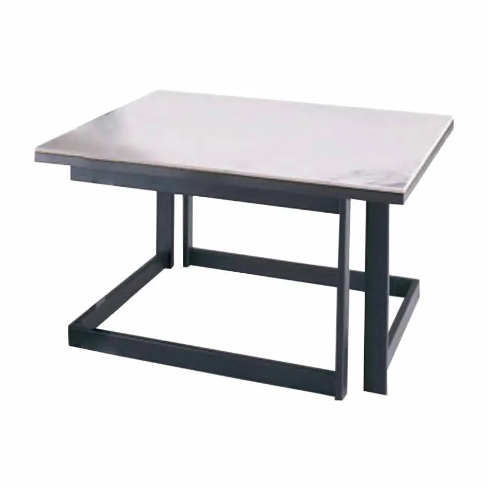 Tavolino da Salotto Quadrato in Gres con Base in Metallo Made in Italy - Albert Viadurini