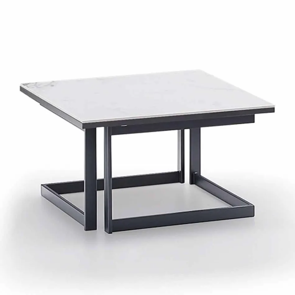 Tavolino da Salotto Quadrato in Gres con Base in Metallo Made in Italy - Albert Viadurini