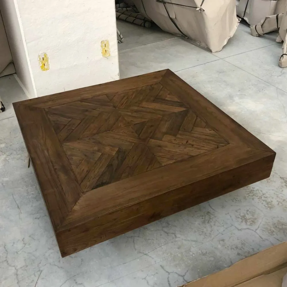 Tavolino da Salotto Quadrato in Legno Tropicale Riciclato - Slide Viadurini