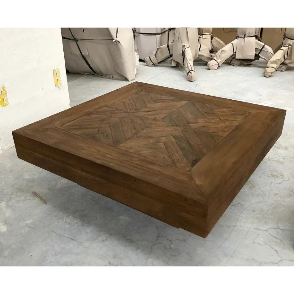 Tavolino da Salotto Quadrato in Legno Tropicale Riciclato - Slide Viadurini