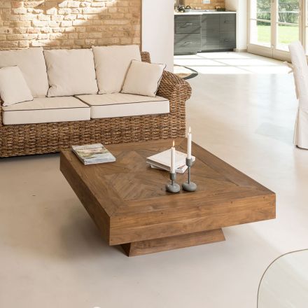 Tavolino da Salotto Quadrato in Legno Tropicale Riciclato - Slide Viadurini