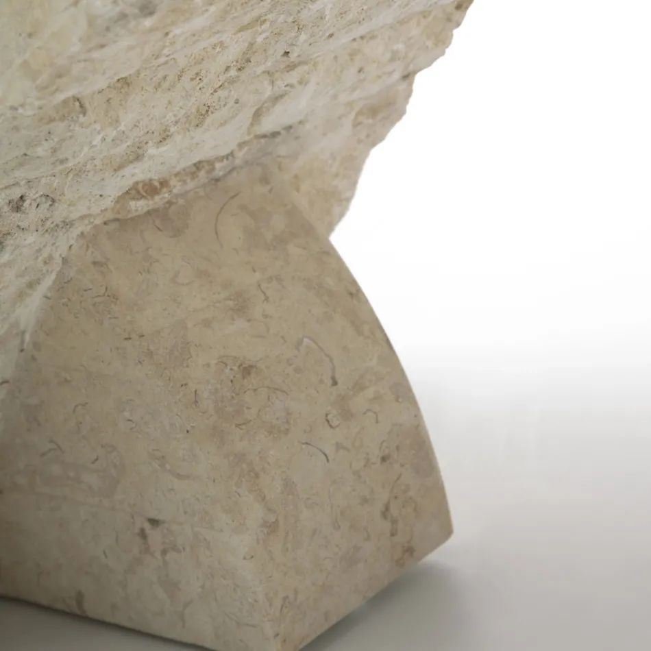 Tavolino da Salotto Rettangolare con Base in Pietra Fossile Bianca - Gardenia Viadurini