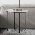 Tavolino da Salotto Rotondo con Piano in Vetro Ceramica Bianco Marmo - Anselmo