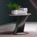 Tavolino da Salotto Rotondo di Design in Gres e Frassino Made in Italy  - Bering Viadurini