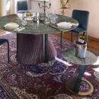 Tavolino da Salotto Rotondo di Design in Gres e Frassino Made in Italy  - Bering Viadurini
