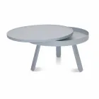 Tavolino da Salotto Rotondo di Design in Legno Massello e Metallo - Salerno Viadurini