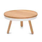 Tavolino da Salotto Rotondo di Design in Legno Massello e Metallo - Salerno Viadurini