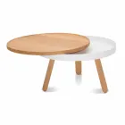 Tavolino da Salotto Rotondo di Design in Legno Massello e Metallo - Salerno Viadurini