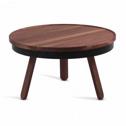 Tavolino da Salotto Rotondo di Design in Legno Massello e Metallo - Salerno Viadurini