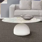Tavolino da Salotto Rotondo in Ceramica e Metallo Realizzato in Italia - Livigno Viadurini